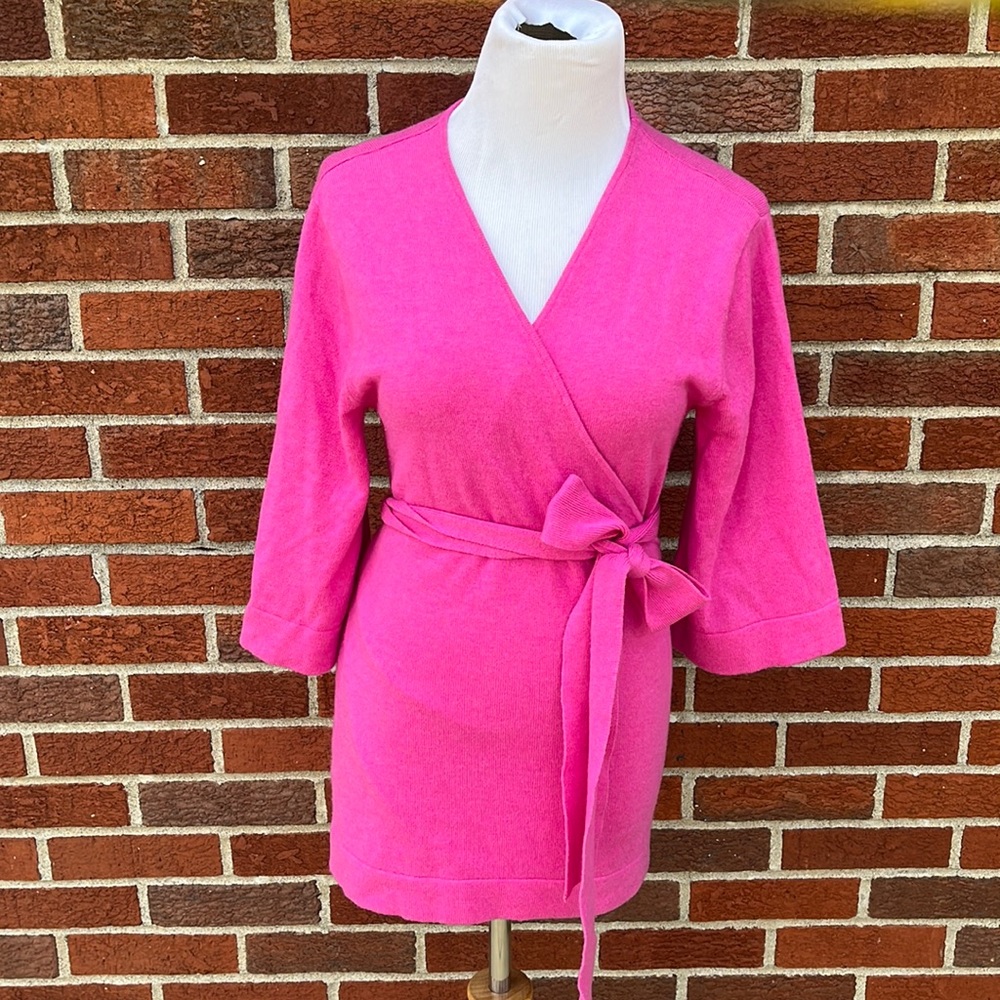 Fuchsia Cashmere Blend Wrap Top